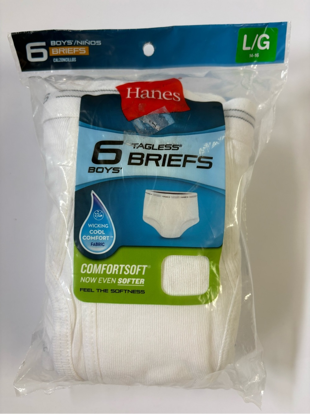Hanes White Boys' Tagless Briefs (6-Pack)